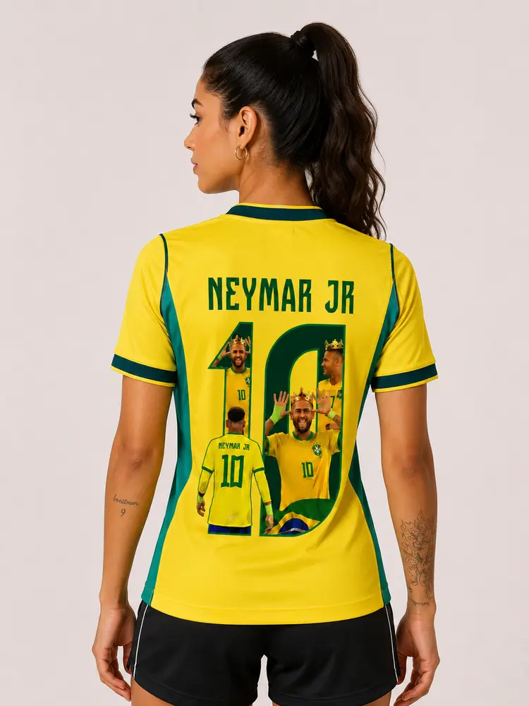 Camisa Brasil I 2026 — Torcedor Neymar Jr nº 10 — Feminina